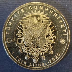 Аверс монеты Турция, 1 лира, 2025, Султаны Османской империи — Мурад III