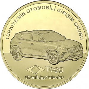 Реверс монеты Турция, 2½ лиры, 2023, Togg, Группа автомобильных предприятий Турции