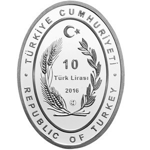 Аверс монеты Турция, 10 лир, 2016, Часовые башни - Башня в Эрзуруме