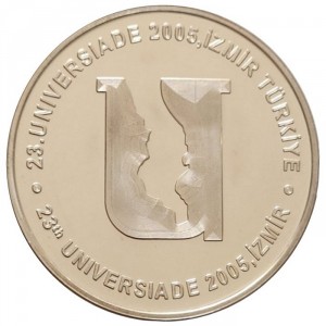 Реверс монеты Турция, 15 новых лир, 2005, Универсиада 2005