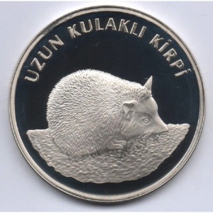 Реверс монеты Турция, 20 новых лир, 2005, Ушастый ёж