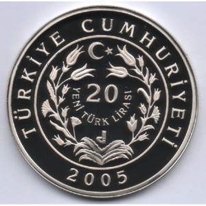 Аверс монеты Турция, 20 новых лир, 2005, Болгарская мышевидная соня