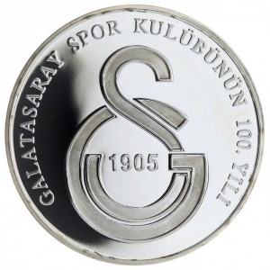 Реверс монеты Турция, 20 новых лир, 2005, 100 лет футбольному клубу "Галатасарай"