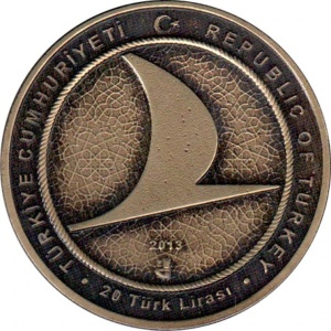 Аверс монеты Турция, 20 лир, 2013, 80 лет Турецким авиалиниям