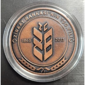 Аверс монеты Турция, 20 лир, 2013, 150 лет Ziraat Bank