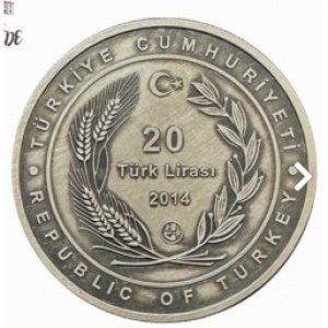 Аверс монеты Турция, 20 лир, 2014, 450 лет со дня смерти Матракчи Насуха
