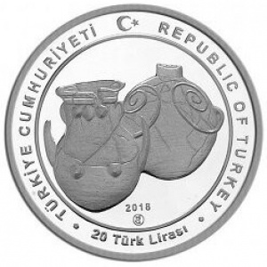 Аверс монеты Турция, 20 лир, 2018, Античные города - Троя