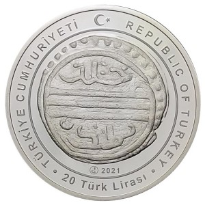 Аверс монеты Турция, 20 лир, 2021, Султаны Османской империи - Мурад I