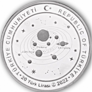 Аверс монеты Турция, 20 лир, 2022, Галилео Галилей