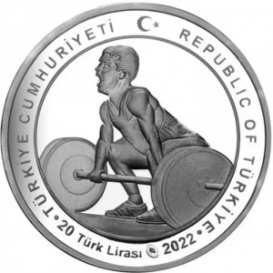 Аверс монеты Турция, 20 лир, 2022, Турецкие спортсмены - Наим Сулейманоглу