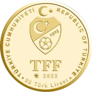 Аверс монеты Турция, 20 лир, 2023, Галатасарай, чемпион Суперлиги 2022-2023