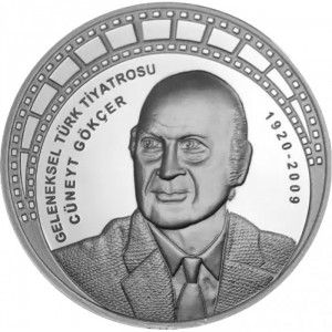 Реверс монеты Турция, 20 лир, 2024, Традиционный турецкий театр - актёр Джюнейт Гёкчер