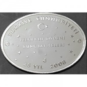 Аверс монеты Турция, 25 новых лир, 2008, Знаки зодиака - Скорпион