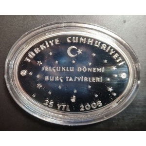 Аверс монеты Турция, 25 новых лир, 2008, Знаки зодиака - Дева