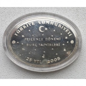 Аверс монеты Турция, 25 новых лир, 2008, Знаки зодиака - Телец