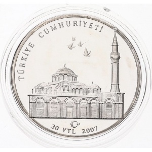 Аверс монеты Турция, 30 новых лир, 2007, Монастырь Хора
