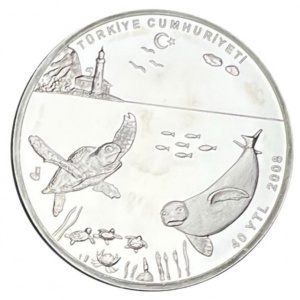 Аверс монеты Турция, 40 новых лир, 2008, Кызыладский маяк