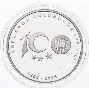 Реверс монеты Турция, 40 новых лир, 2008, 100 лет Vefa S.K.