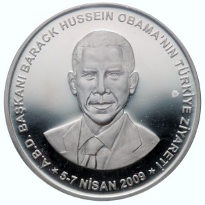 Реверс монеты Турция, 50 лир, 2009, Визит Барака Обамы в Турцию
