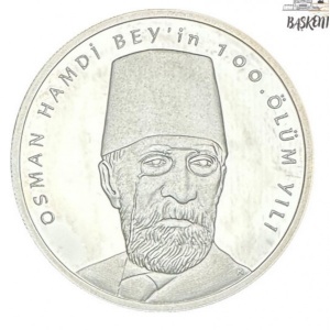 Реверс монеты Турция, 50 лир, 2010, 100 лет со дня смерти Османа Хамди Бея