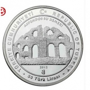 Аверс монеты Турция, 50 лир, 2012, Древний город Аспендос