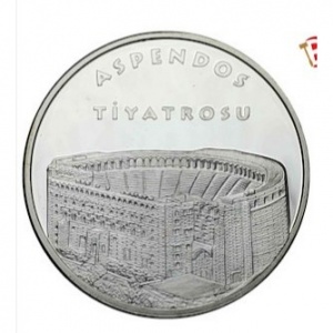Реверс монеты Турция, 50 лир, 2012, Древний город Аспендос