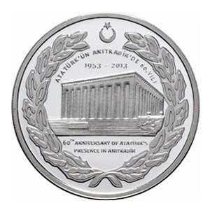 Реверс монеты Турция, 50 лир, 2013, 60 лет Аныткабиру