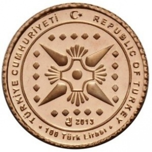 Аверс монеты Турция, 100 лир, 2013, Анатолийские цивилизации - Фригийцы