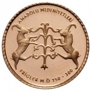 Реверс монеты Турция, 100 лир, 2013, Анатолийские цивилизации - Фригийцы
