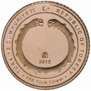 Аверс монеты Турция, 100 лир, 2015, Анатолийские цивилизации - Урартяне