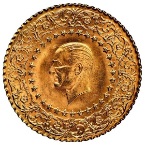 Аверс монеты Турция, 25 курушей, 1942-2019, Смерть Кемаля Ататюрка