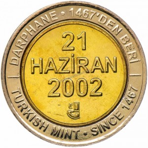 Реверс монеты Турция, 1.000.000 лир, 2002, Июнь (Haziran)