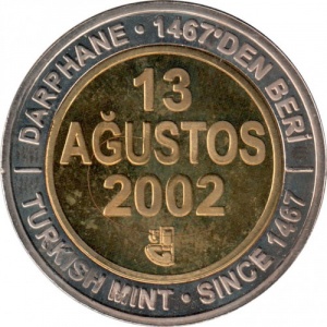 Реверс монеты Турция, 1.000.000 лир, 2002, Август (Ağustos)