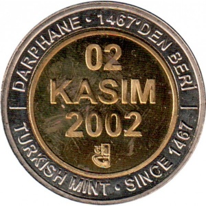 Реверс монеты Турция, 1.000.000 лир, 2002, Ноябрь (Kasim)