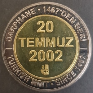 Реверс монеты Турция, 1.000.000 лир, 2002, Июль (Temuz)