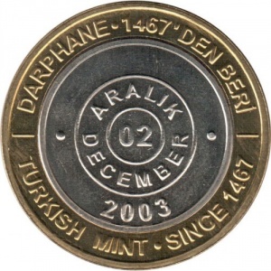 Реверс монеты Турция, 1.000.000 лир, 2003, Декабрь (Aralık)