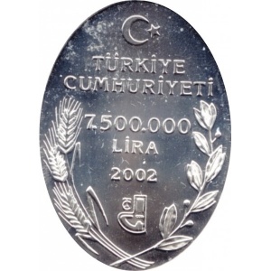 Аверс монеты Турция, 7.500.000 лир, 2002, Турецкие цветы - Iris Pamphylica