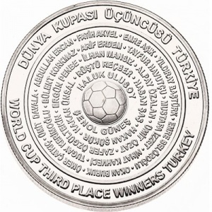 Реверс монеты Турция, 10.000.000 лир, 2002, Чемпионат мира по футболу 2002 - третье место Турции