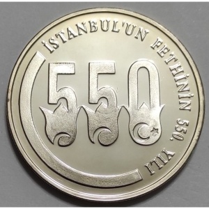 Реверс монеты Турция, 15.000.000 лир, 2003, 550 лет падению Константинополя