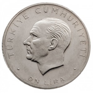 Аверс монеты Турция, 10 лир, 1960, Революция 27 мая 1960 года