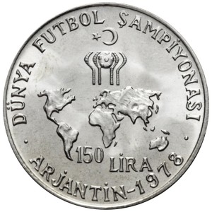 Реверс монеты Турция, 150 лир, 1978, Чемпионат Мира по футболу 1978