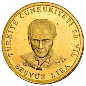 Аверс монеты Турция, 500 лир, 1973, 50 лет республике