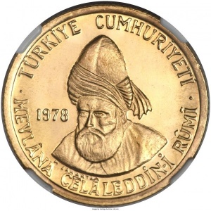 Аверс монеты Турция, 1.000 лир, 1978, 705 лет со дня смерти Джалаладдина Руми