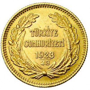 Аверс монеты Турция, 100 курушей, 1923, Исмет Инёню
