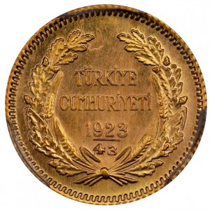 Аверс монеты Турция, 250 курушей, 1923, Ататюрк