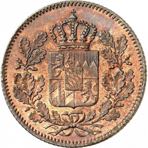 Аверс монеты Бавария, 2 пфеннига, 1839-1850