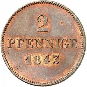 Реверс монеты Бавария, 2 пфеннига, 1839-1850