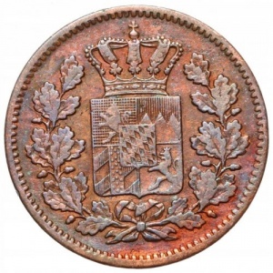 Аверс монеты Бавария, 2 пфеннига, 1858-1871