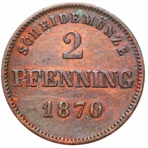 Реверс монеты Бавария, 2 пфеннига, 1858-1871