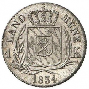 Реверс монеты Бавария, 1 крейцер, 1830-1836